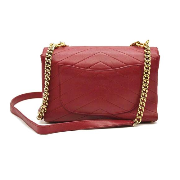 CHANEL  Calfskin Chevron Stitched Small Coco Flap Bag Red - Picture 3 of 15